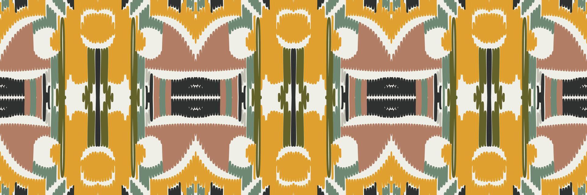 diseño de patrón étnico de bordado geométrico abstracto ikat. tela azteca alfombra mandala ornamento chevron textil decoración papel pintado. tribal boho nativo étnico pavo tradicional vector de fondo