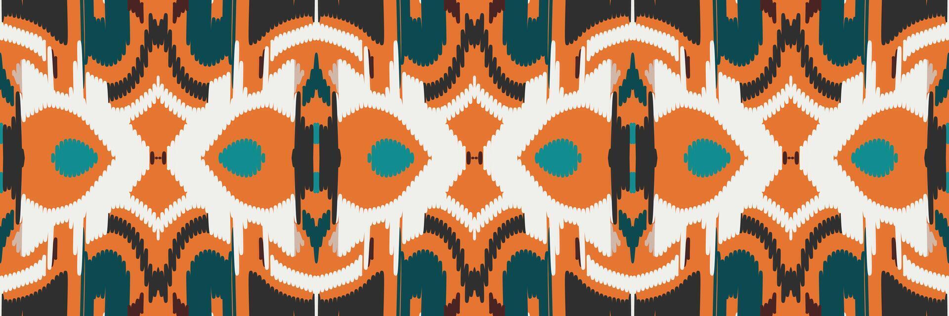 arte de patrones étnicos abstractos. patrón sin costuras ikat en tribal. diseño para fondo, papel tapiz, ilustración vectorial, tela, ropa, alfombra, bordado. vector