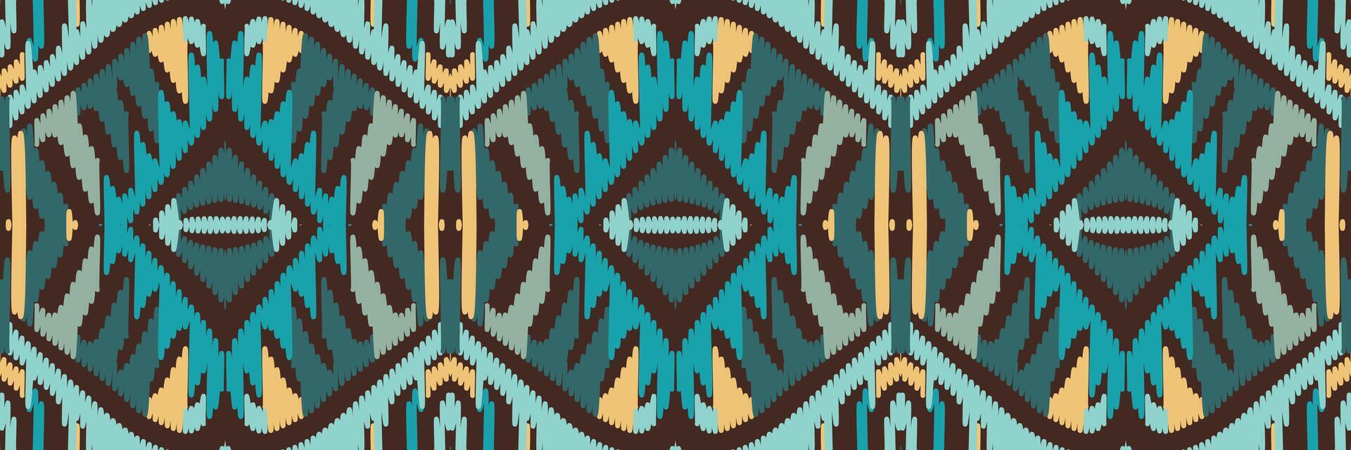 arte de patrones étnicos abstractos. patrón sin costuras ikat en tribal. diseño para fondo, papel tapiz, ilustración vectorial, tela, ropa, alfombra, bordado. vector