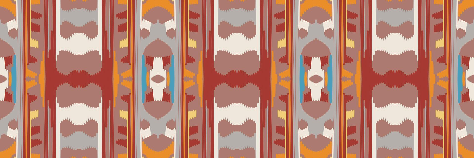 patrón étnico ikat sin costuras en tribal. diseño para fondo, papel pintado, ilustración vectorial, tela, ropa, moqueta, textil, batik, bordado. vector