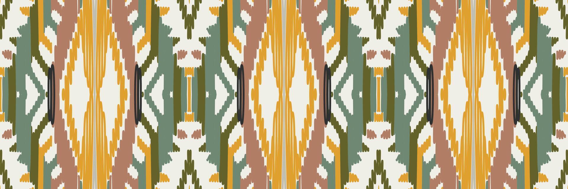 diseño de patrón étnico de bordado geométrico abstracto ikat. tela azteca alfombra mandala ornamento chevron textil decoración papel pintado. tribal boho nativo étnico pavo tradicional vector de fondo
