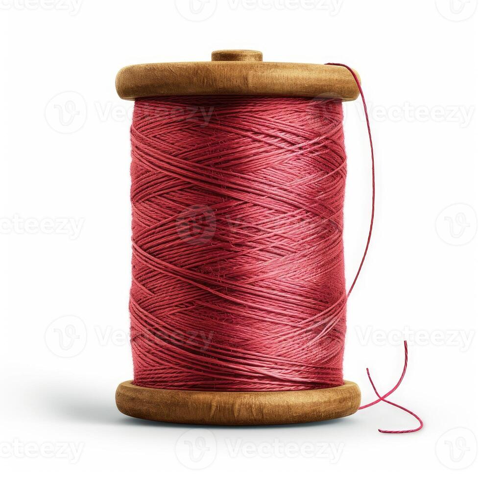 AI generated Detailed illustration of a spool of thread for sewing hemming isolated on a white background, Ai Generated. photo