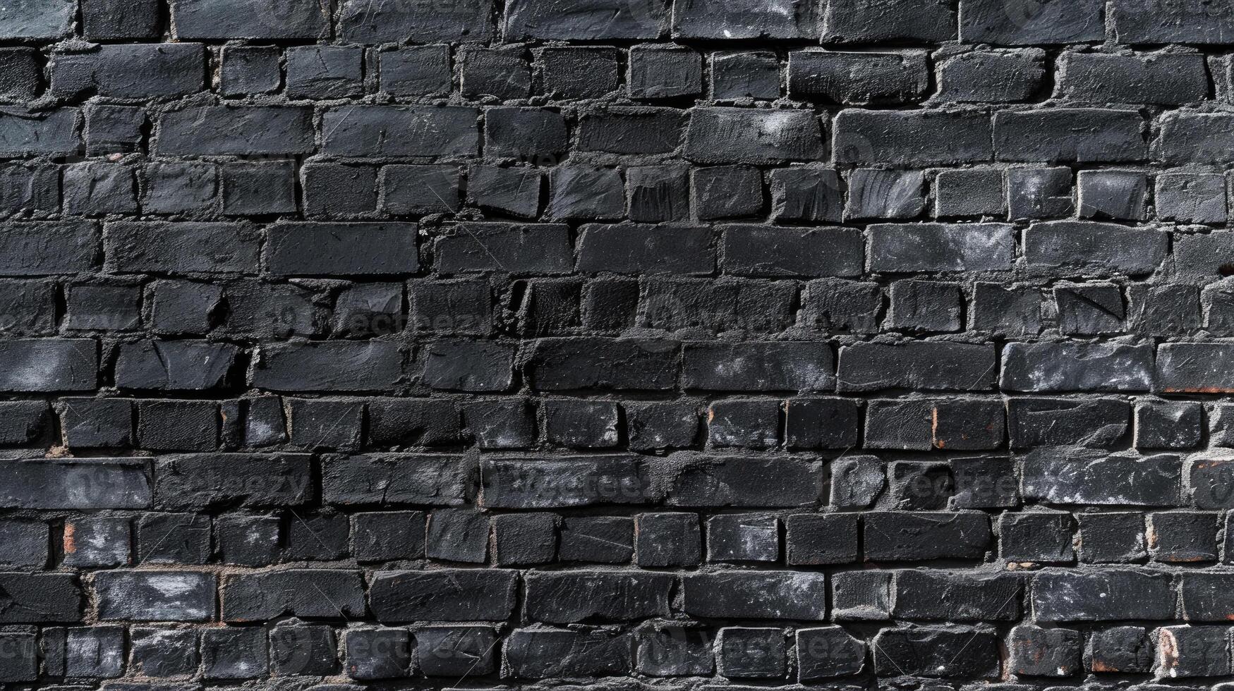 AI generated Immerse yourself in the depth and texture of a panoramic black brick wall. Ai Generated. photo