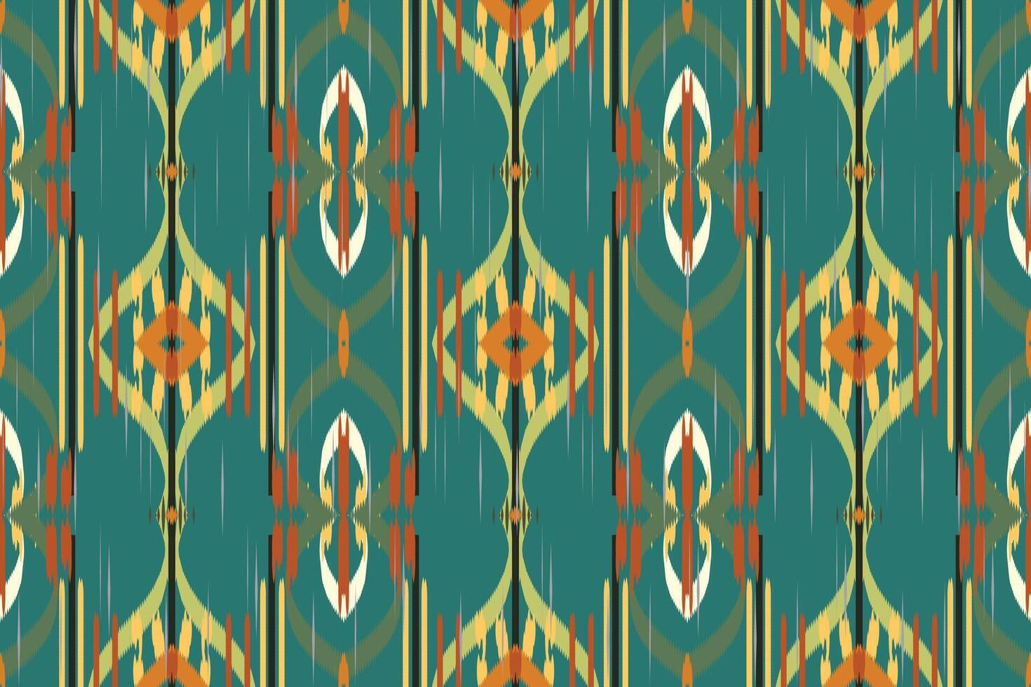 arte abstracto étnico ikat. patrón de ondas impecables en estilo tribal, bordado folclórico y mexicano. estampado de adornos de arte geométrico azteca. diseño para moqueta, papel pintado, ropa, envoltura, tela, cubierta. vector