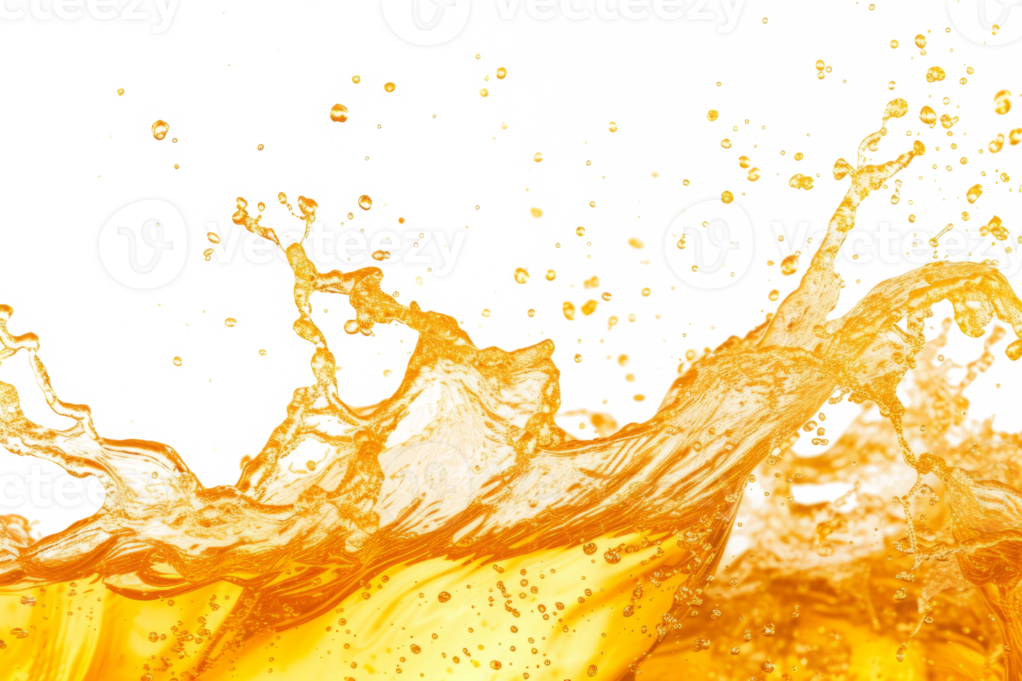 AI generated Orange juice splashes and drops isolated png
