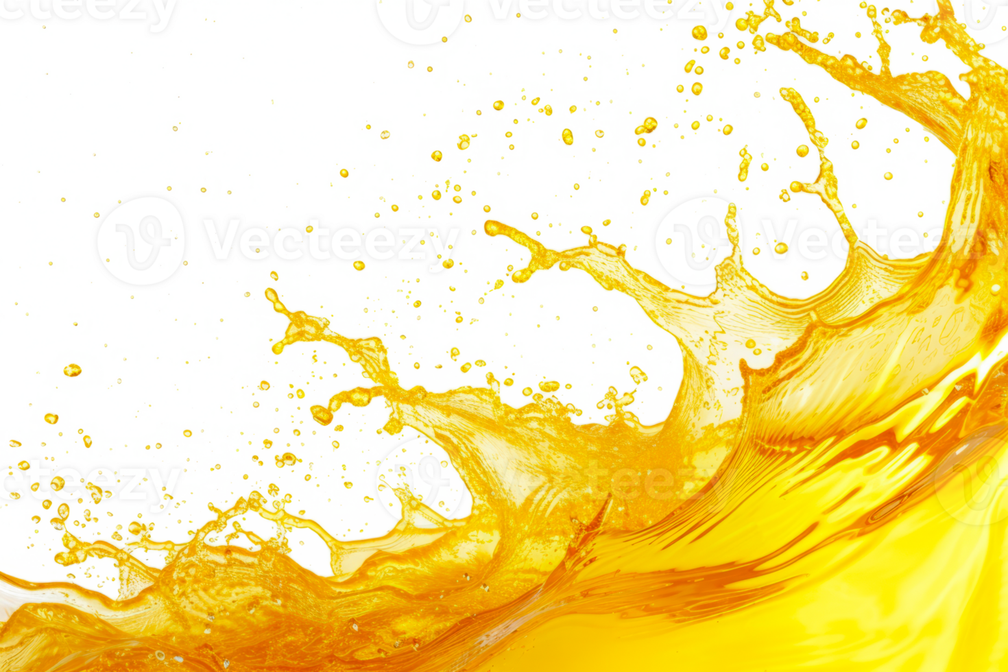 AI generated Orange juice splashes and drops isolated on transparent background png