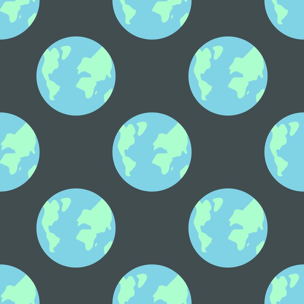Seamless pattern of black space with planets Earth. Galactic pattern. Pattern for Earth Day vector