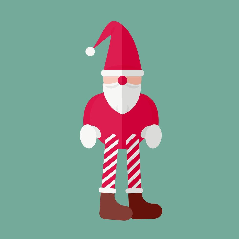 Children's illustration of Santa's helper elf or gnome on a green background. A toy with long legs. vector