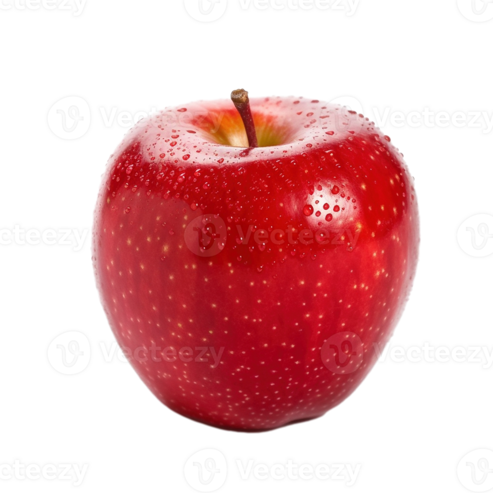 AI generated A red apple with water drops on it at the transparent background created with generative AI technology png