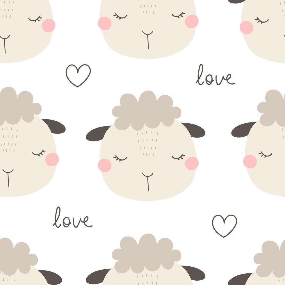 Seamless pattern with cartoon sheep. Colorful vector, flat style. baby design for fabric, print, textile, wrapper. vector