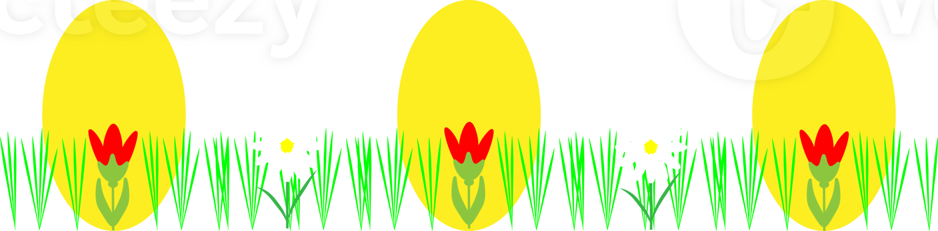 geel Pasen eieren in de gras met bloemen. sjabloon voor groet kaart, banier, poster, folder, uitnodiging png