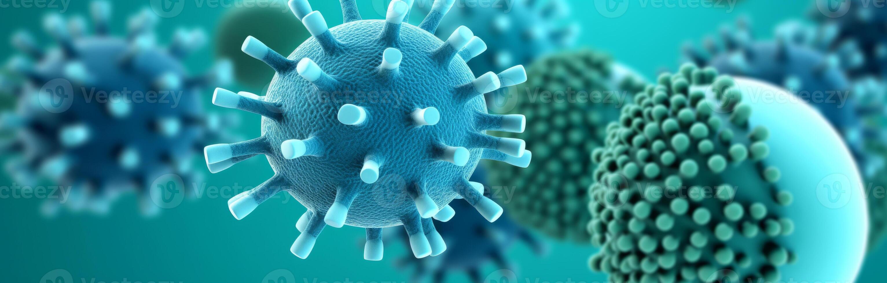 AI generated viruses that are in a blue background AI generated photo