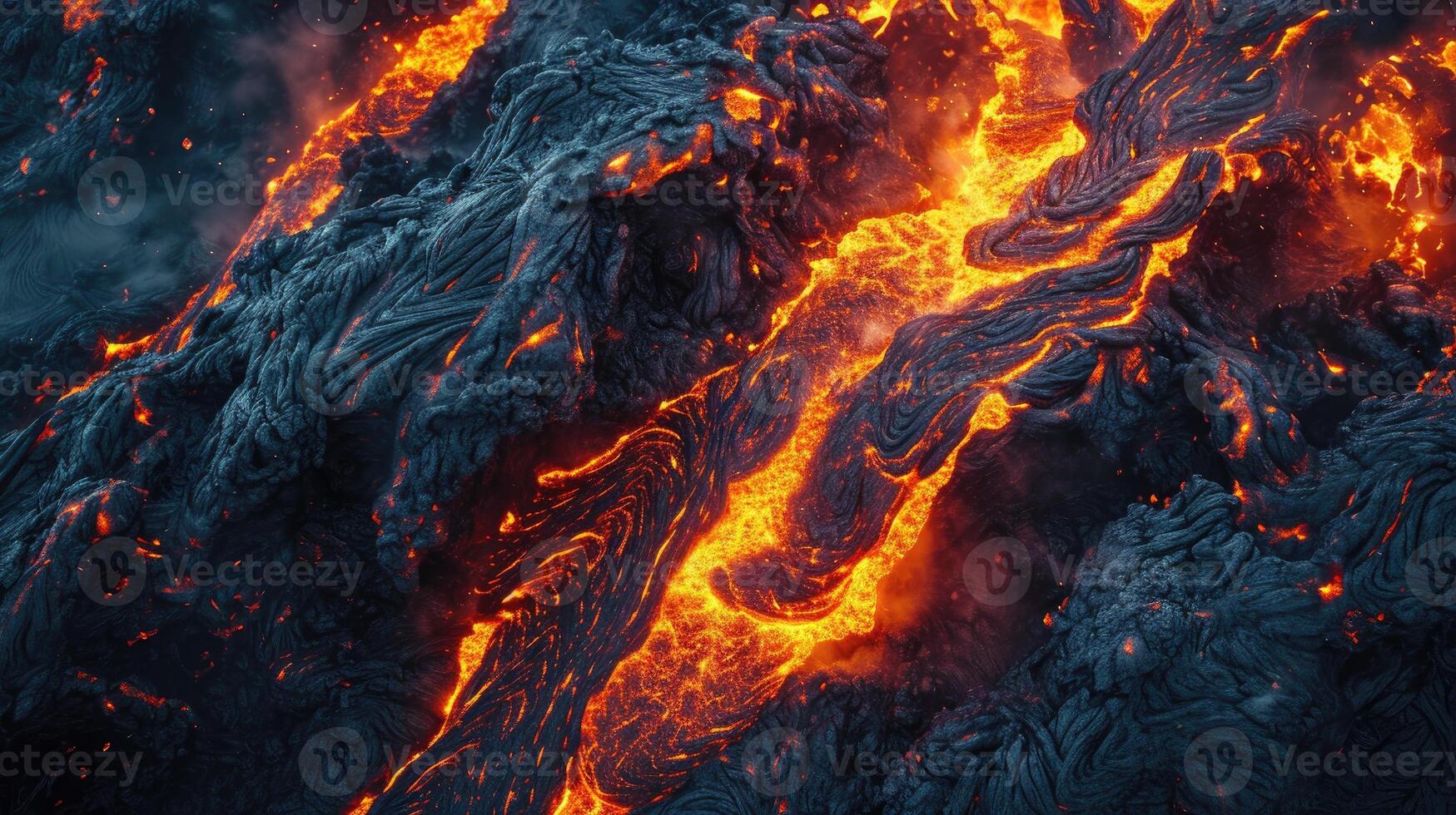 AI generated Experience the raw power of a volcanic magma eruption with mesmerizing lava flows. Ai Generated. photo