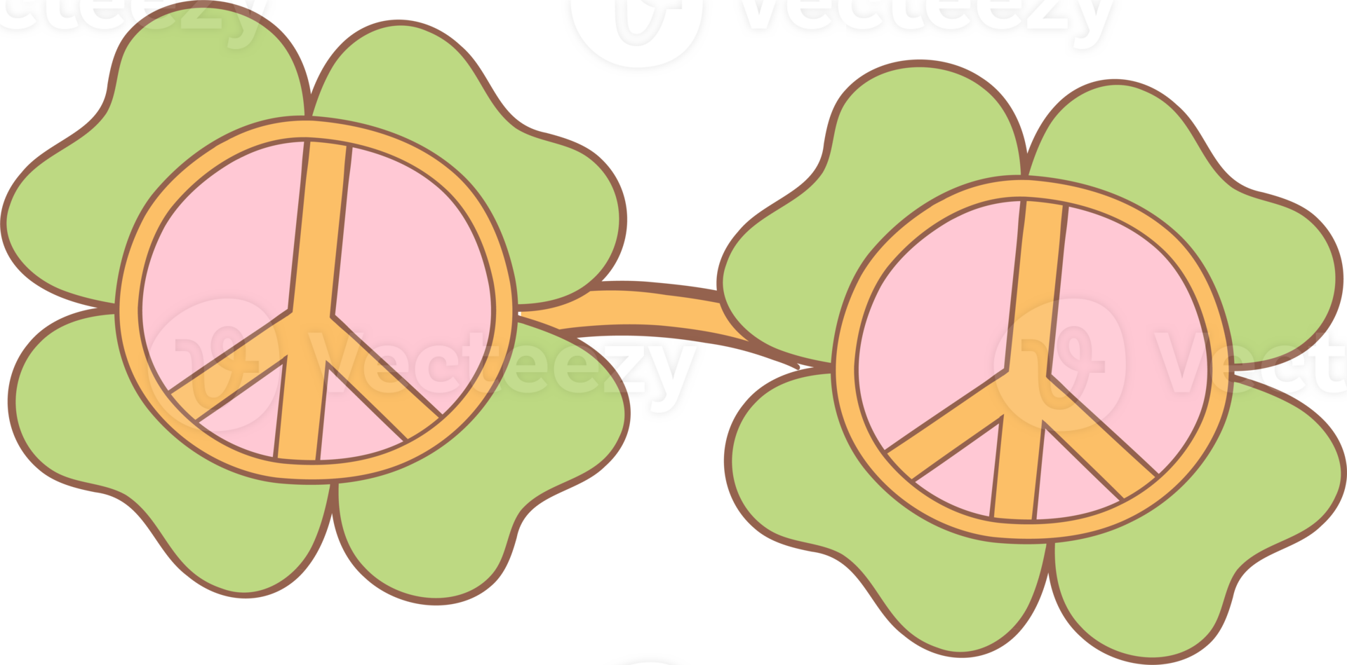 Retro groovy st patrick day glasses png