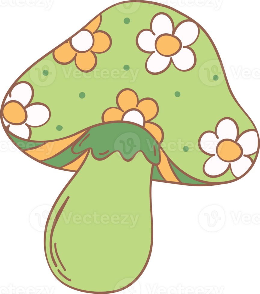 Retro groovy st patrick day mushroom png