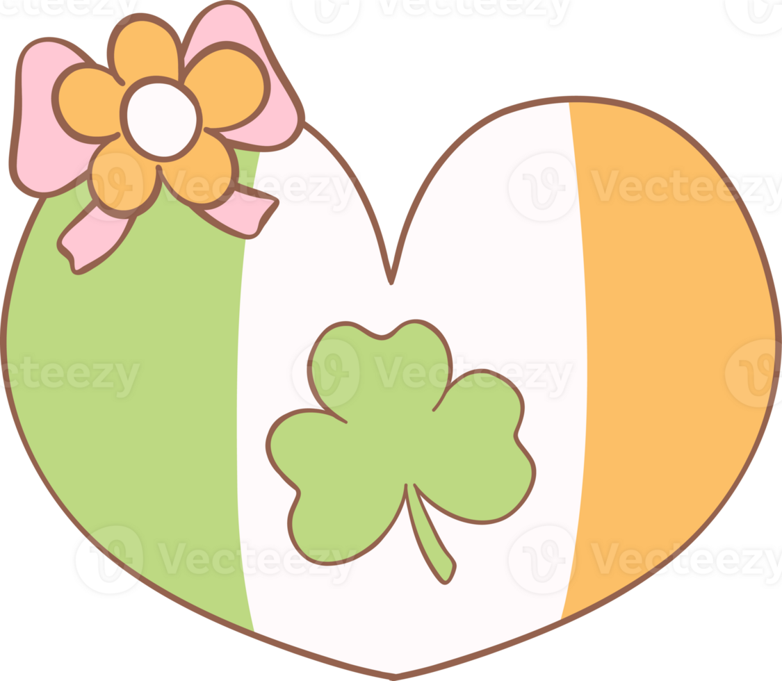 retro groovig st Patrick Tag Kleeblatt Herz png