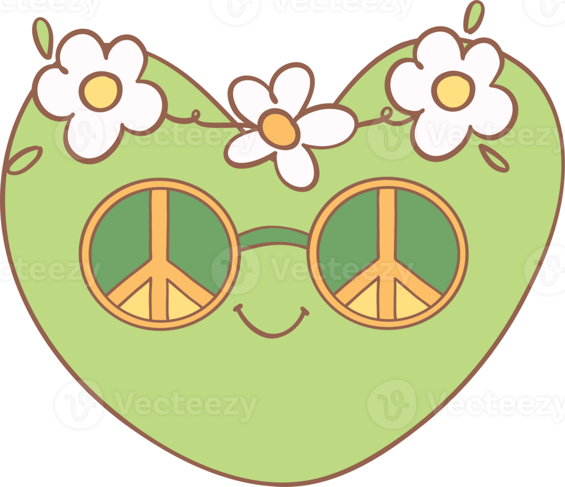Retro groovy st patrick day groovy heart png