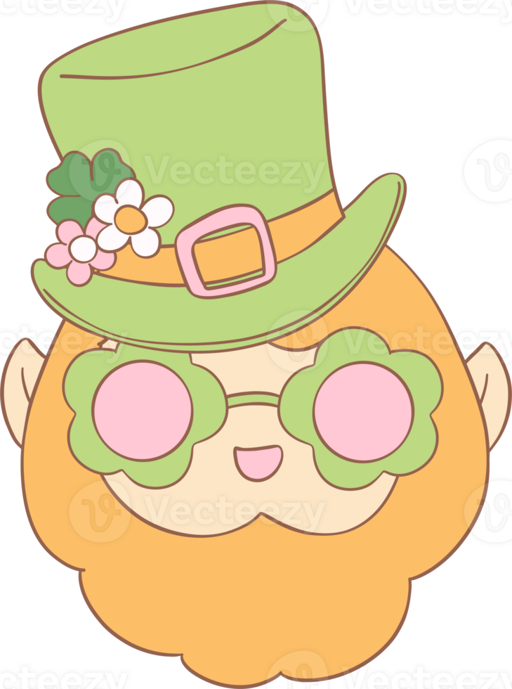 Retro groovy st patrick day Leprechaun face png