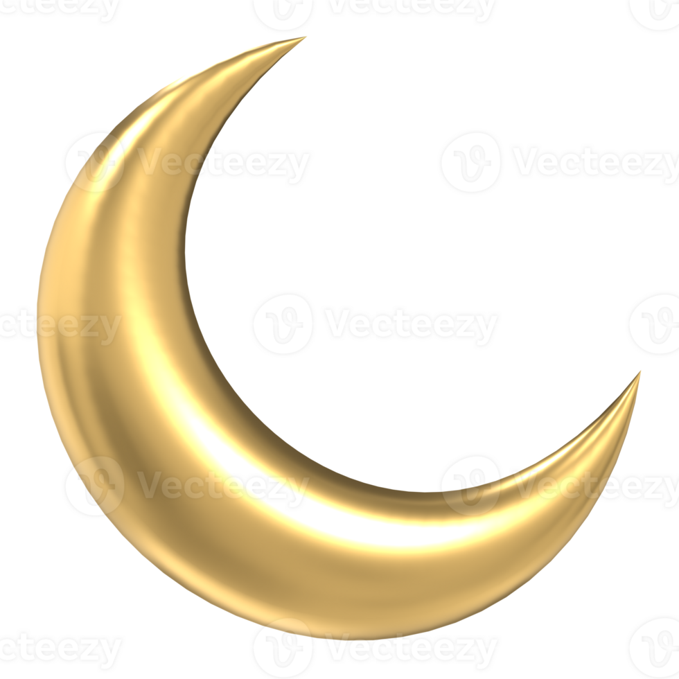 Islamic crescent moon icon. Gold crescent moon. Symbol shape design for islamic, religion, ramadan and eid concept png