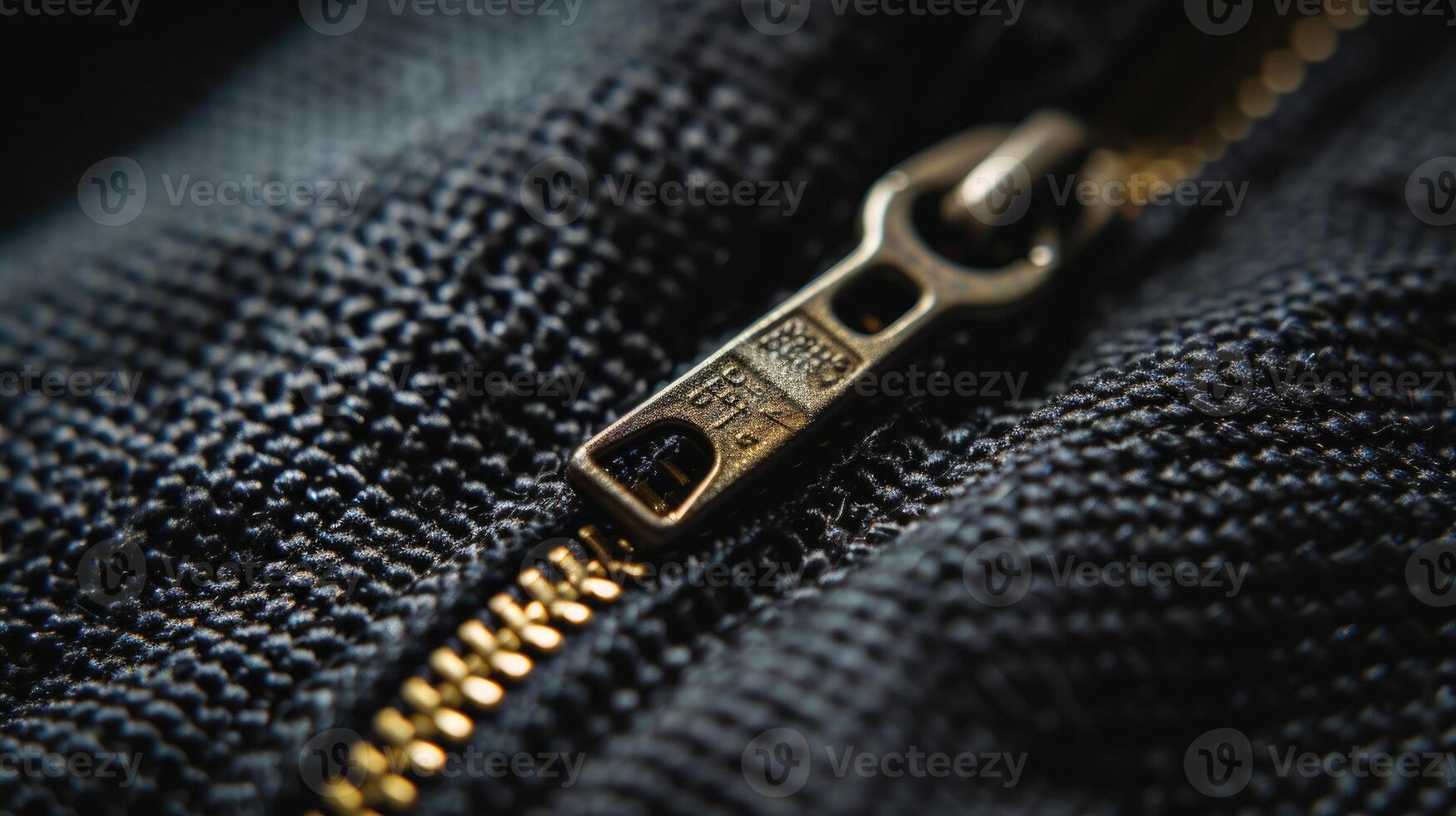 AI generated Detailed close-up of black fabric zipper, highlighting intricate texture. Ai Generated photo