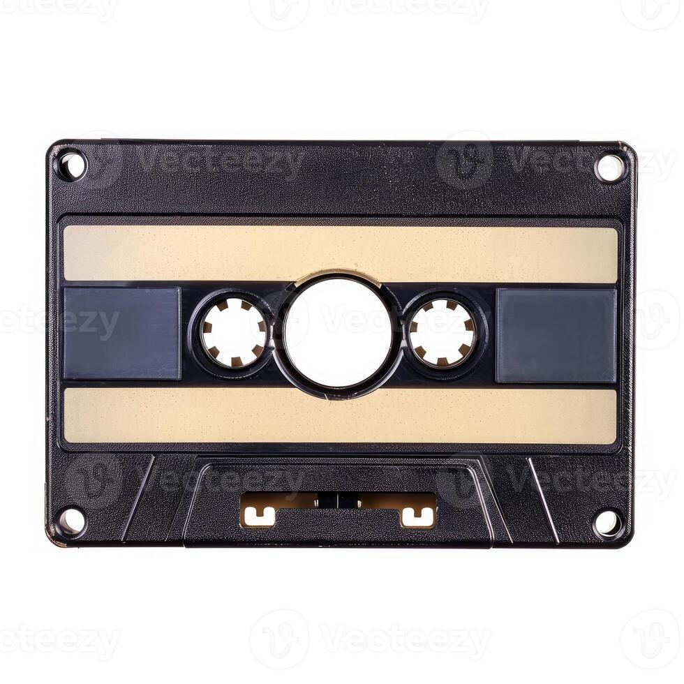 AI generated Vintage audio cassette tape isolated on white background for retro music designs, Ai Generated. photo