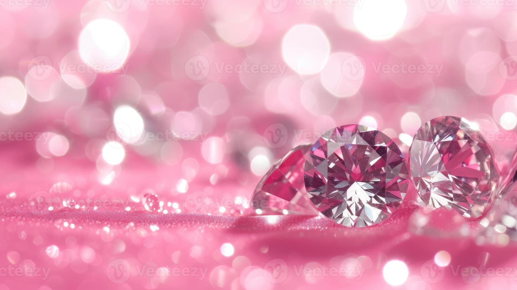 AI generated Sparkling diamonds dazzle against a radiant pink bokeh backdrop, shimmering with elegance. Ai Generated. photo