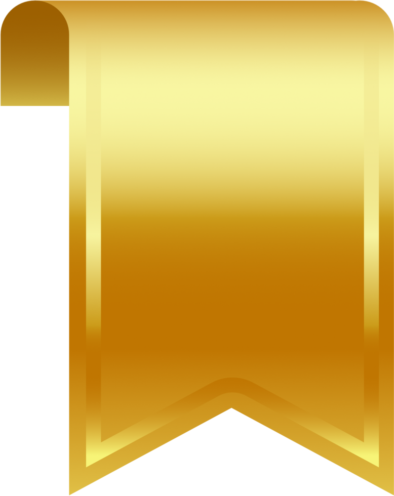 Luxury golden ribbon badge product png