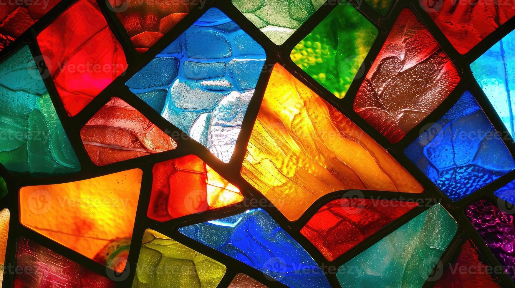 AI generated A vibrant background mimicking the beauty of colorful stained glass windows. Ai Generated photo