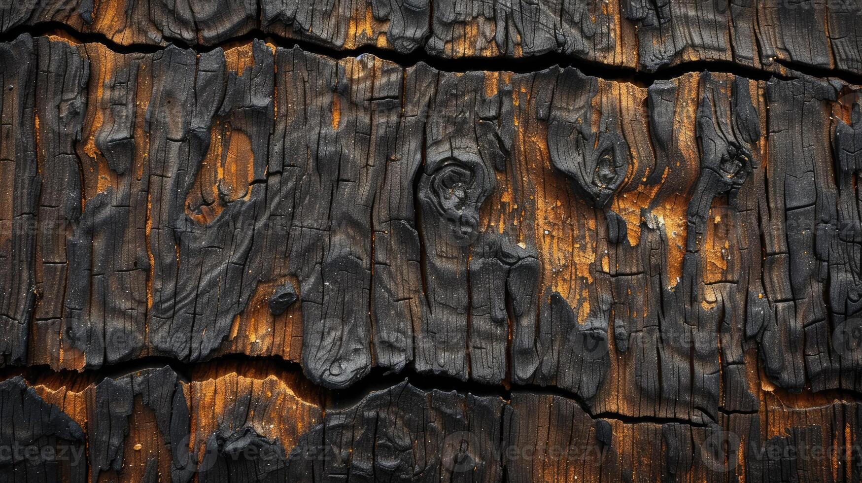 AI generated A burnt wood texture background exudes rustic charm and natural warmth with its rugged appearance. Ai Generated photo