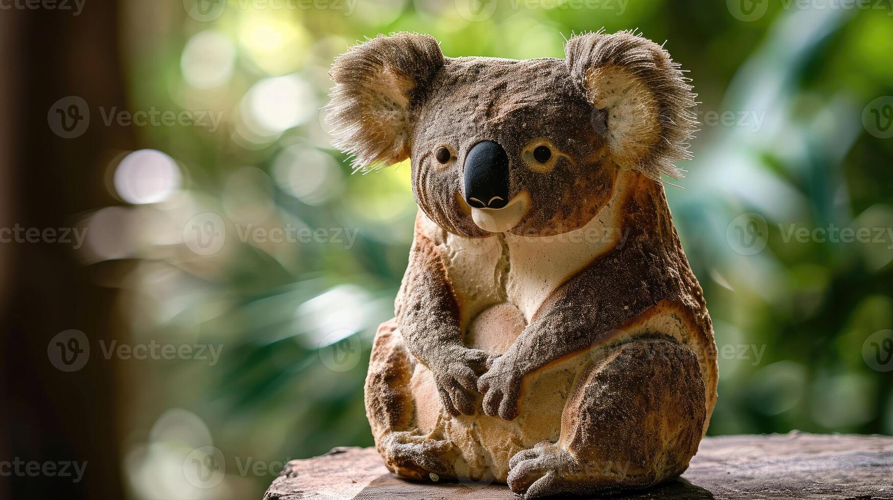 AI generated Unique bread loaf resembling an koala resting on a wooden table, Ai Generated photo