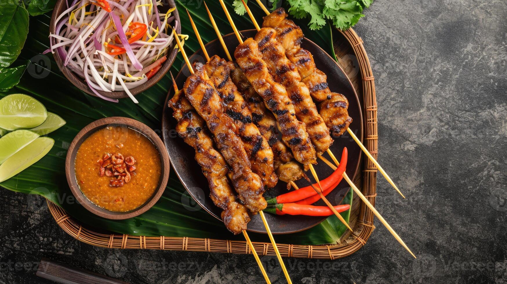 AI generated grilled skewers of seasoned and succulent chicken, Ai Generated. photo