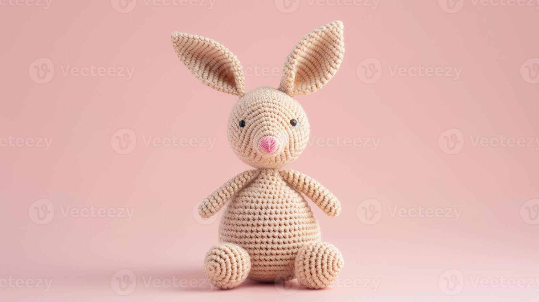 AI generated Crocheted kangaroo toy vibrant backdrop, handcrafted and adorable, Ai Generated photo