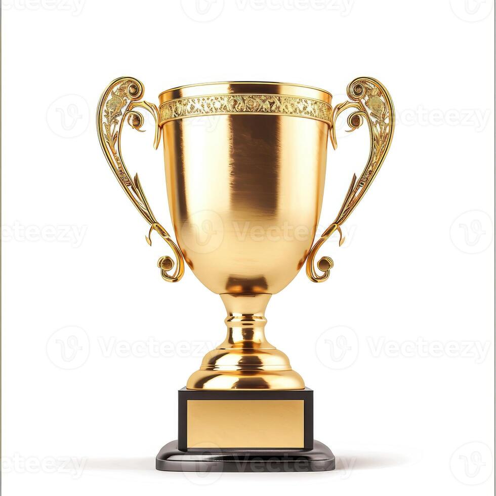 AI generated Gleaming achievement trophy isolated on a white background, symbolizing success, Ai Generated. photo