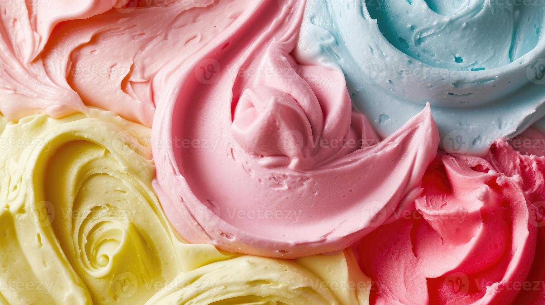 AI generated Mesmerizing close-up of a frosting swirl with diverse colors, a sweet and visually captivating dessert, Ai Generated. photo