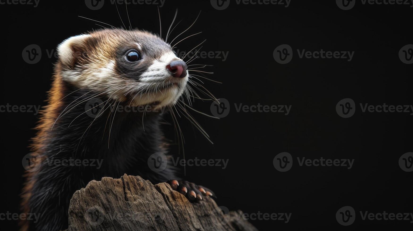 AI generated Stunning wildlife photography captures the essence of a ferret in a captivating portrait, Ai Generated. photo