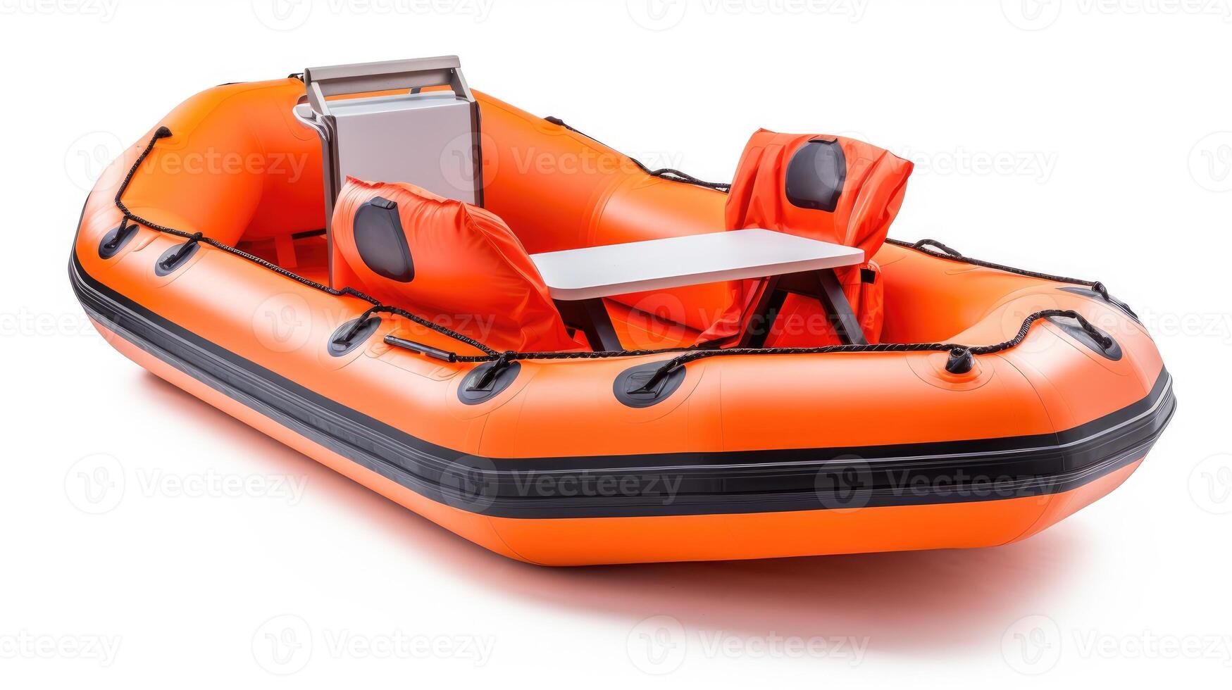 AI generated Inflatable raft rescue dinghy lifeboat isolated on a white background, Ai Generated. photo