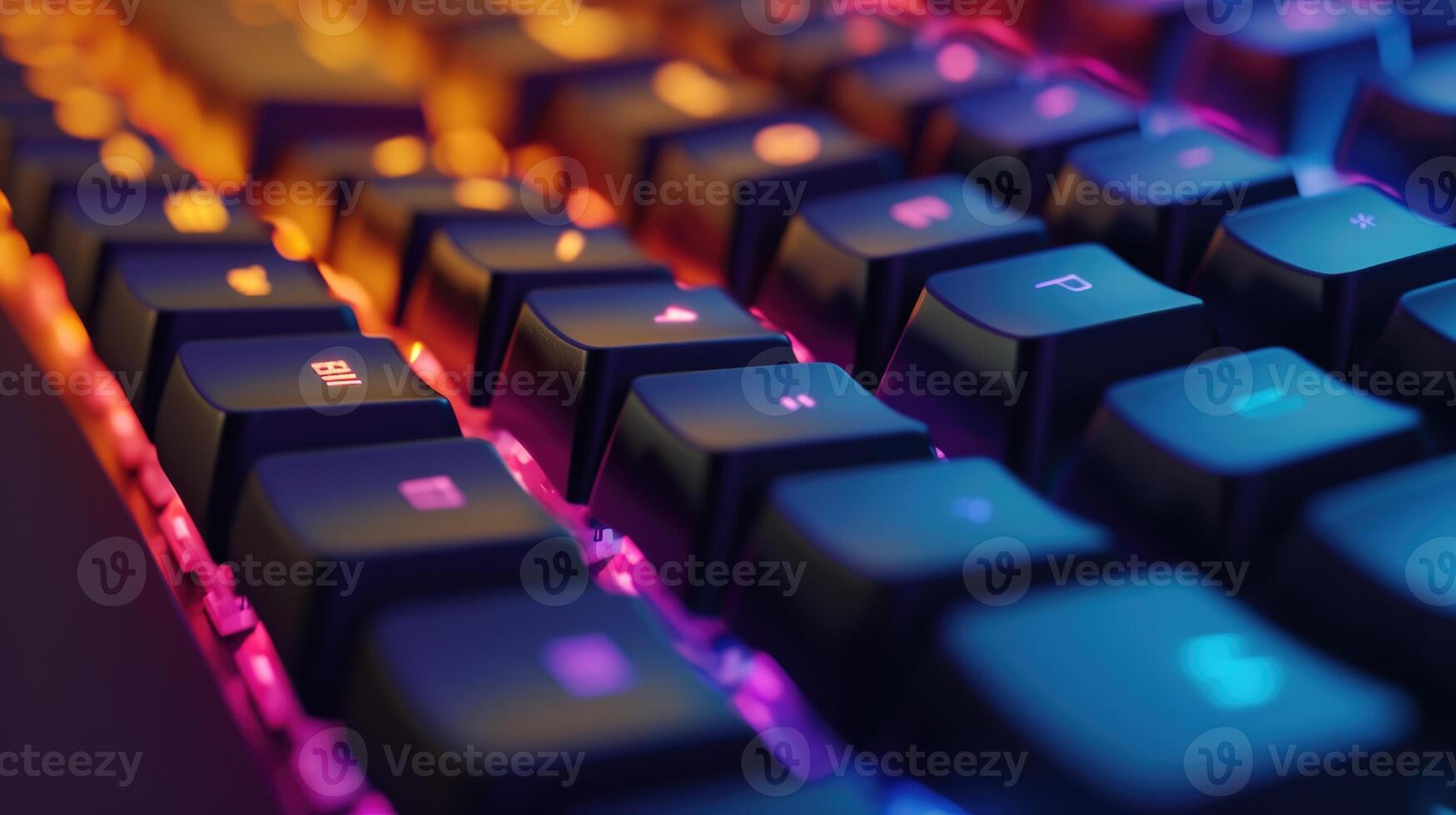 ai generado de cerca de un teclado presentando llaves en varios colores, un vibrante y dinámica diseño, ai generado. foto