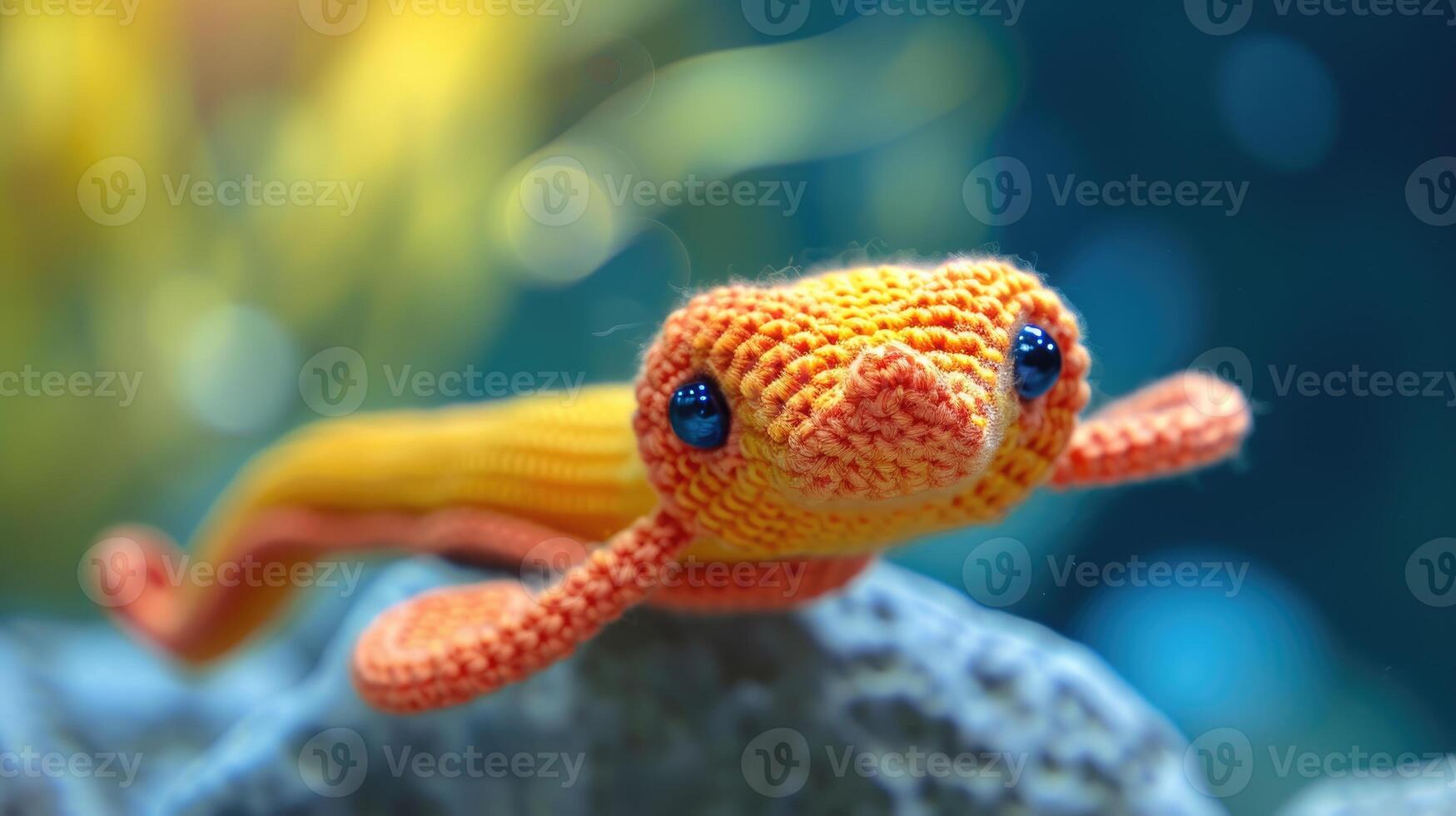 AI generated Crocheted eel toy vibrant backdrop, handcrafted and adorable, Ai Generated photo