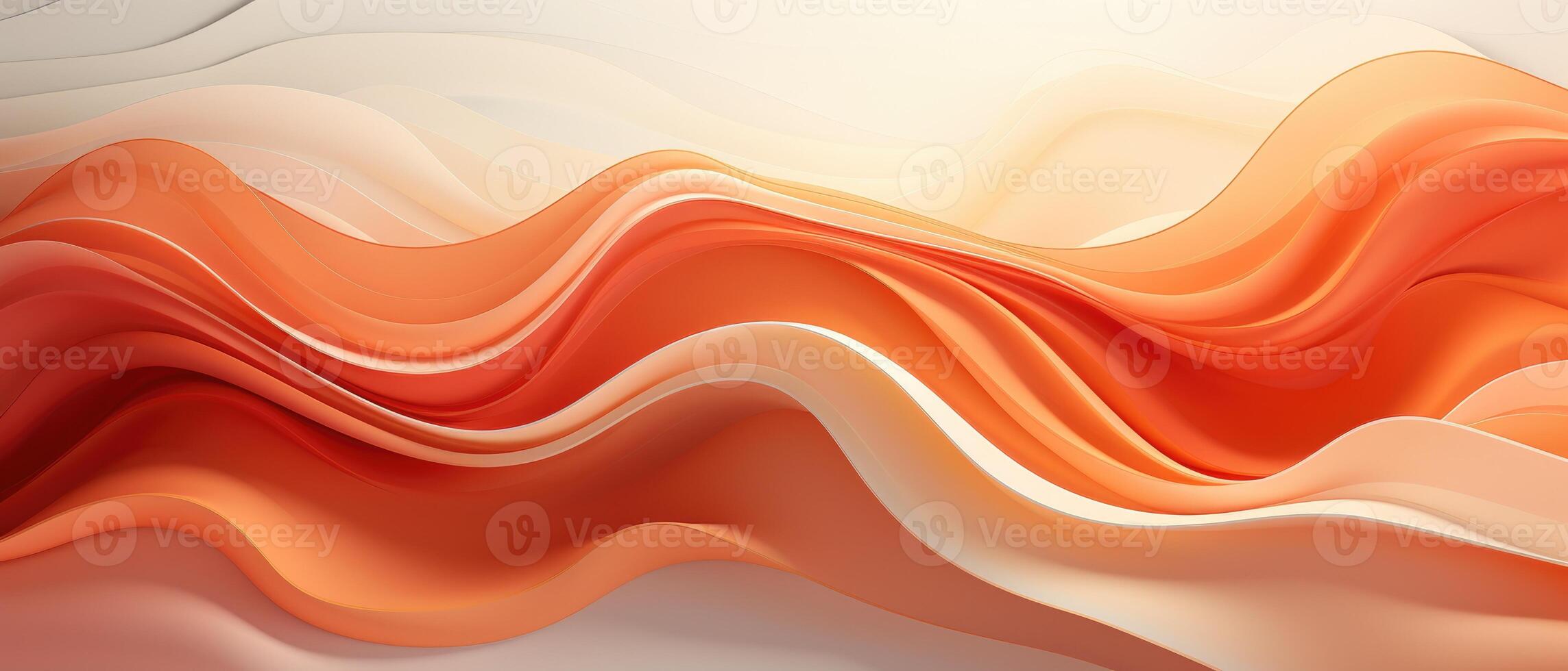 AI generated Orange and beige abstract design featuring organic waves in a unique papercut overlapping style, Ai Generated photo