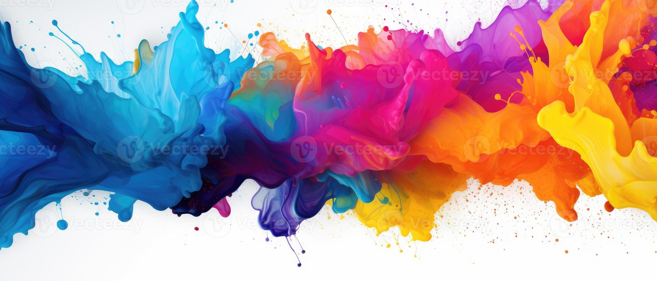 AI generated Vivid acrylic paint splashes isolated on a white background, showcasing colorful artistry, Ai Generated photo