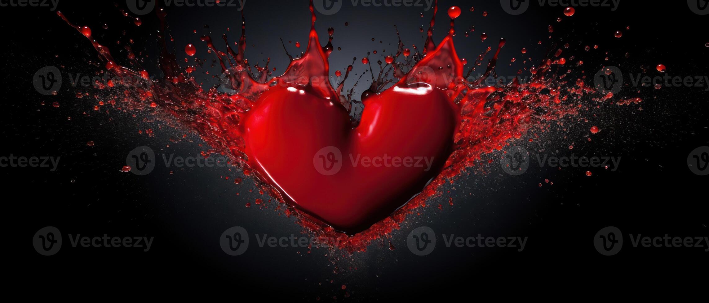 AI generated Red heart amidst a dynamic splash of liquid and droplets, Ai Generated photo