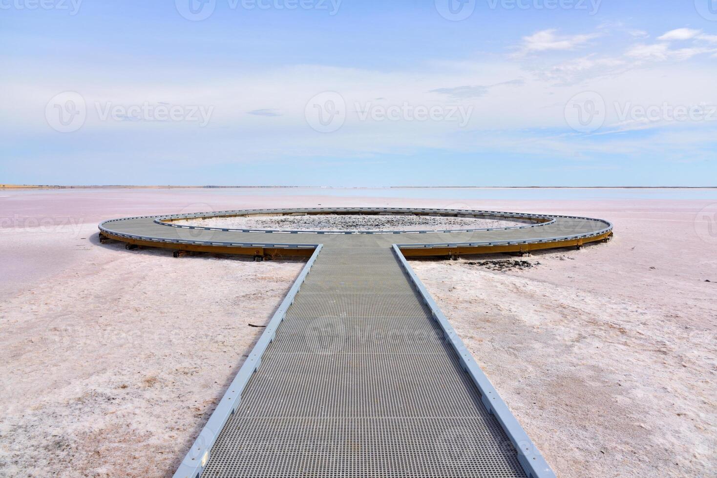 Sea lake, Victoria, Australia. On - 3 January 2024 - Lake Tyrrell, is a shallow, salt-crusted depression in the Mallee district of north-west Victoria, tourist lookout point. photo