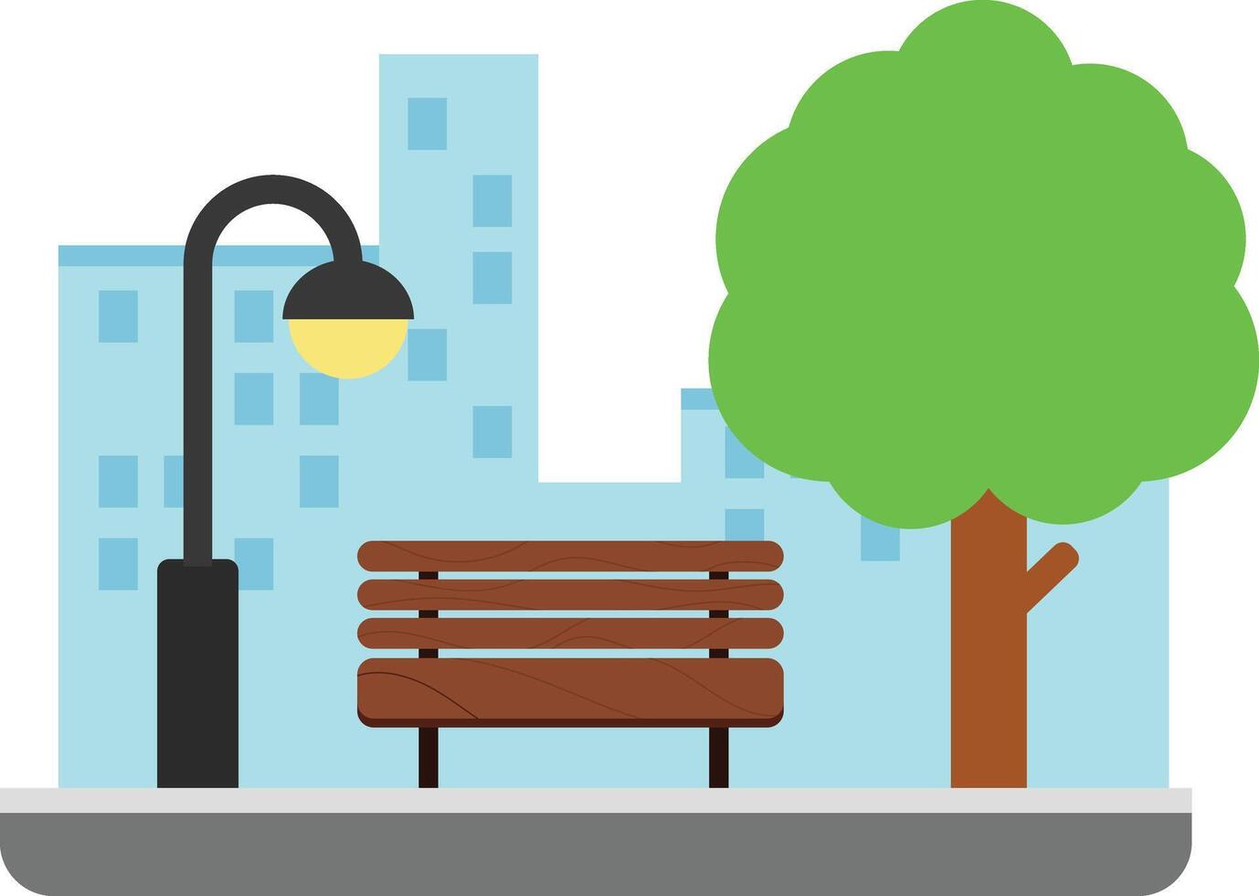 Public Park cartoon flat style.Vector illustration.Park with city background vector