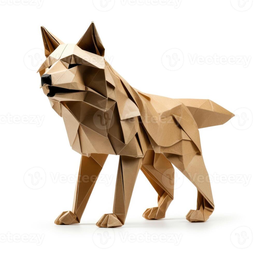 AI generated Colorful Origami wolf, Unique Paper Polygon Artwork, Ideal Pet Concept, Ai Generated photo