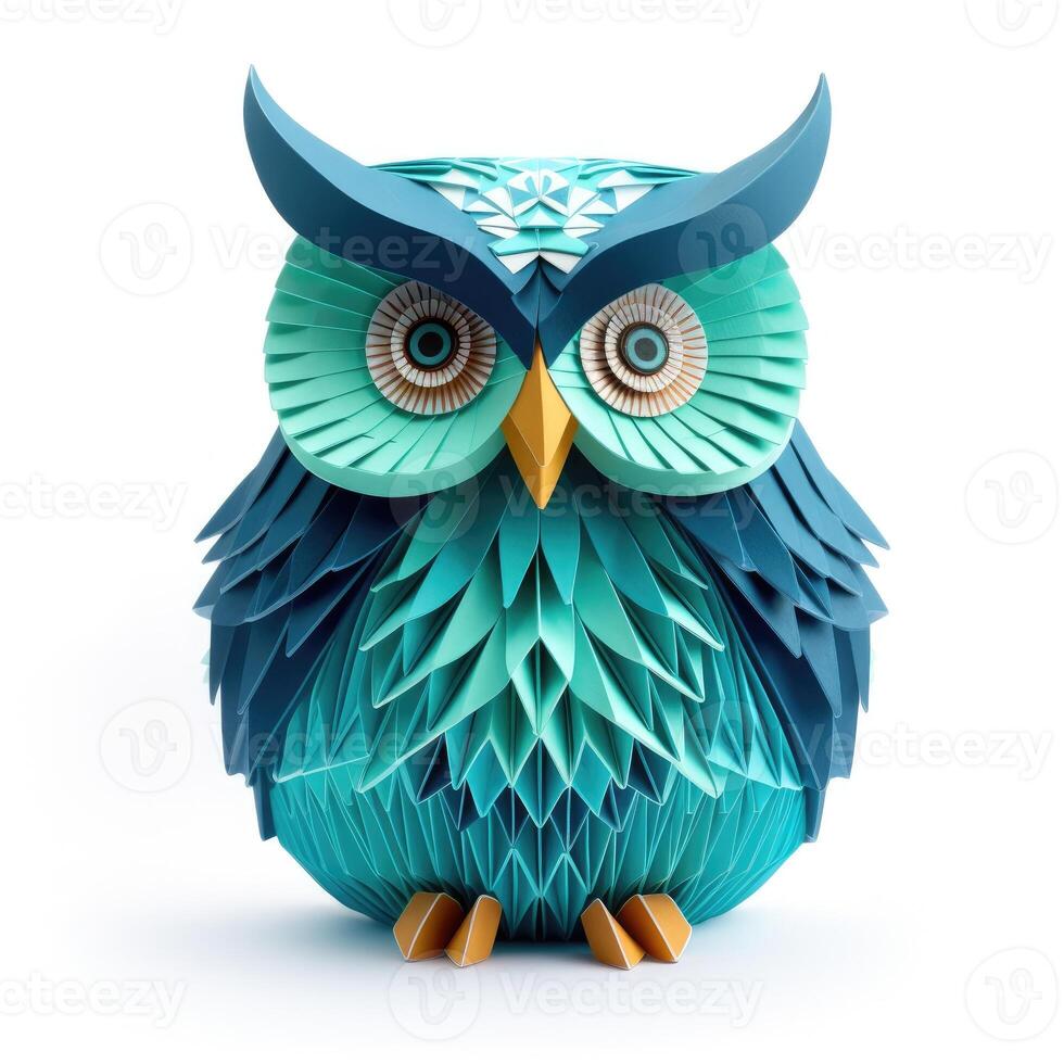 AI generated Colorful Origami owl, Unique Paper Polygon Artwork, Ideal Pet Concept, Ai Generated photo