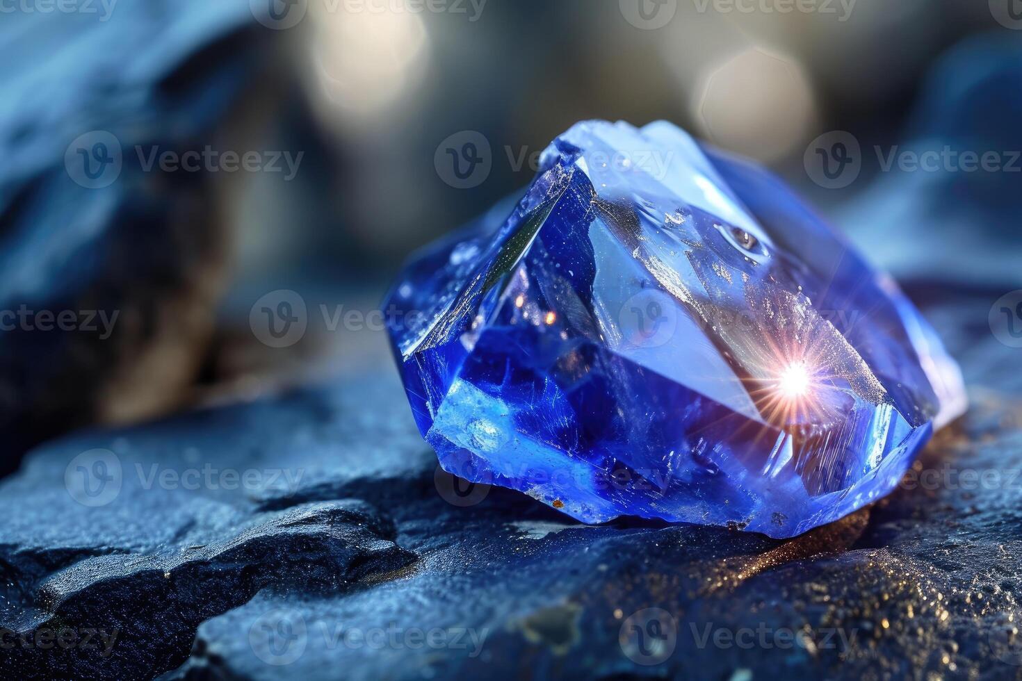 AI generated Explore the allure of the magical sapphire, a radiant blue gemstone. Ai Generated. photo