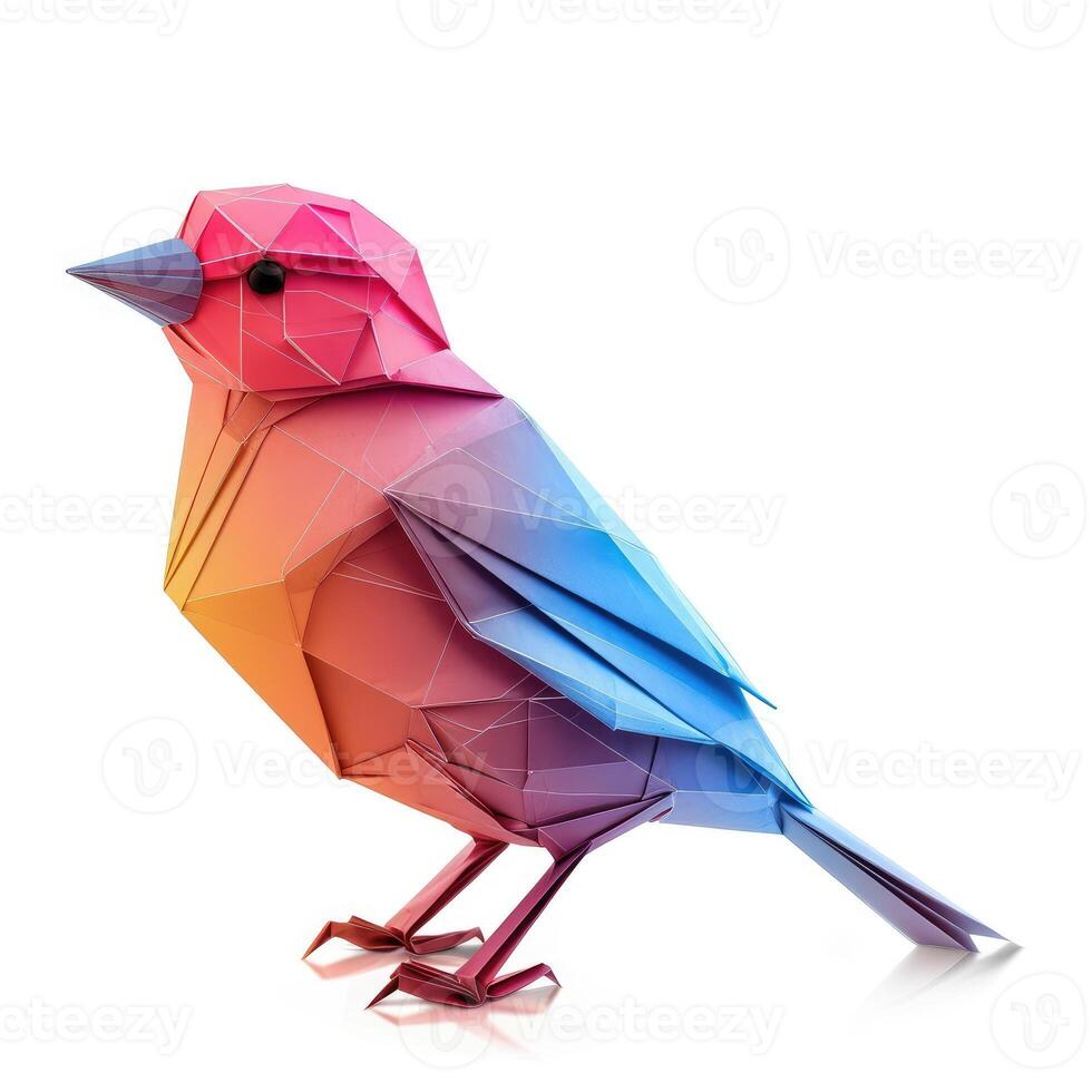 AI generated Colorful Origami bird, Unique Paper Polygon Artwork, Ideal Pet Concept, Ai Generated photo