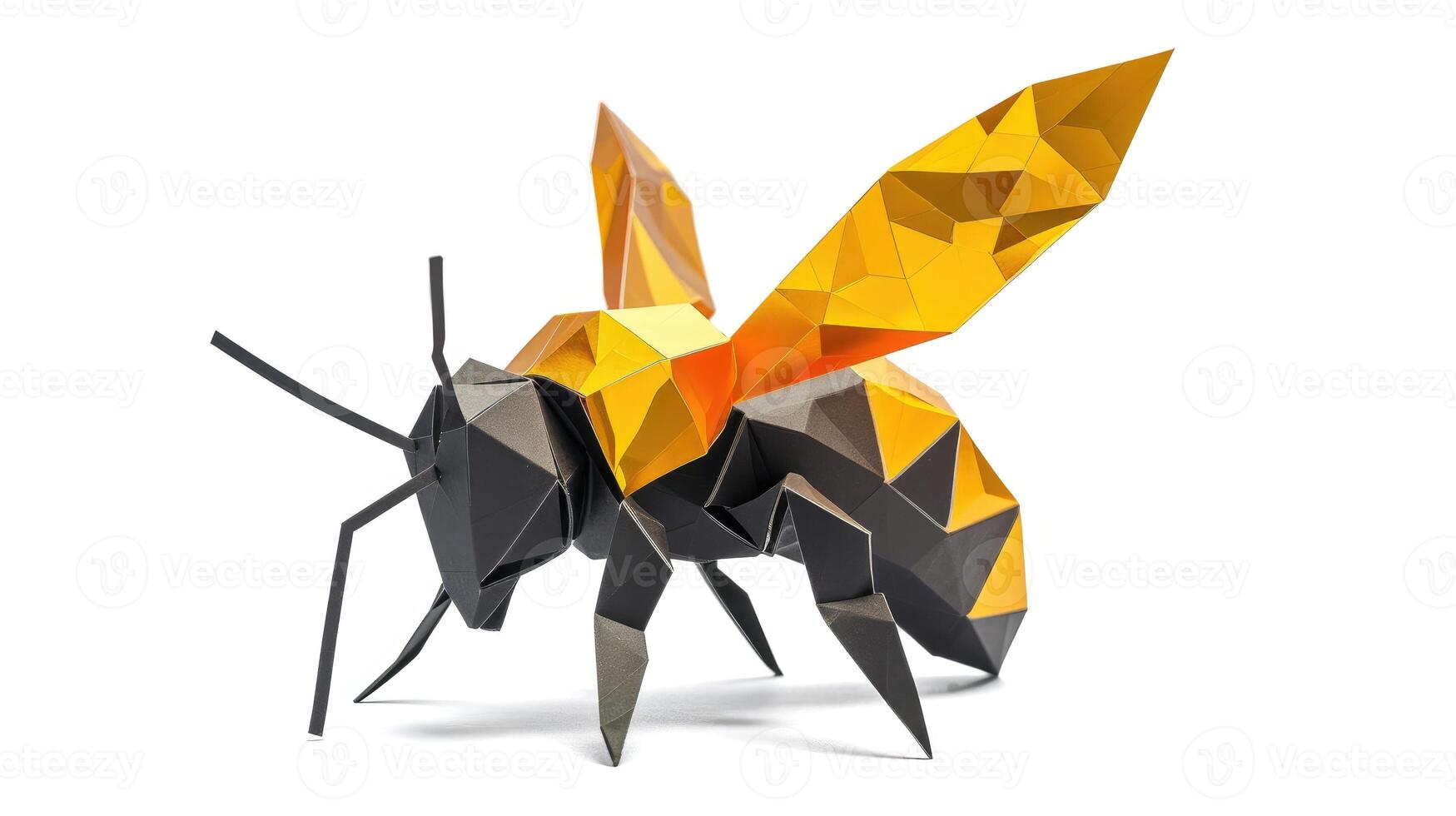 AI generated Colorful Origami bee, Unique Paper Polygon Artwork, Ideal Pet Concept, Ai Generated photo