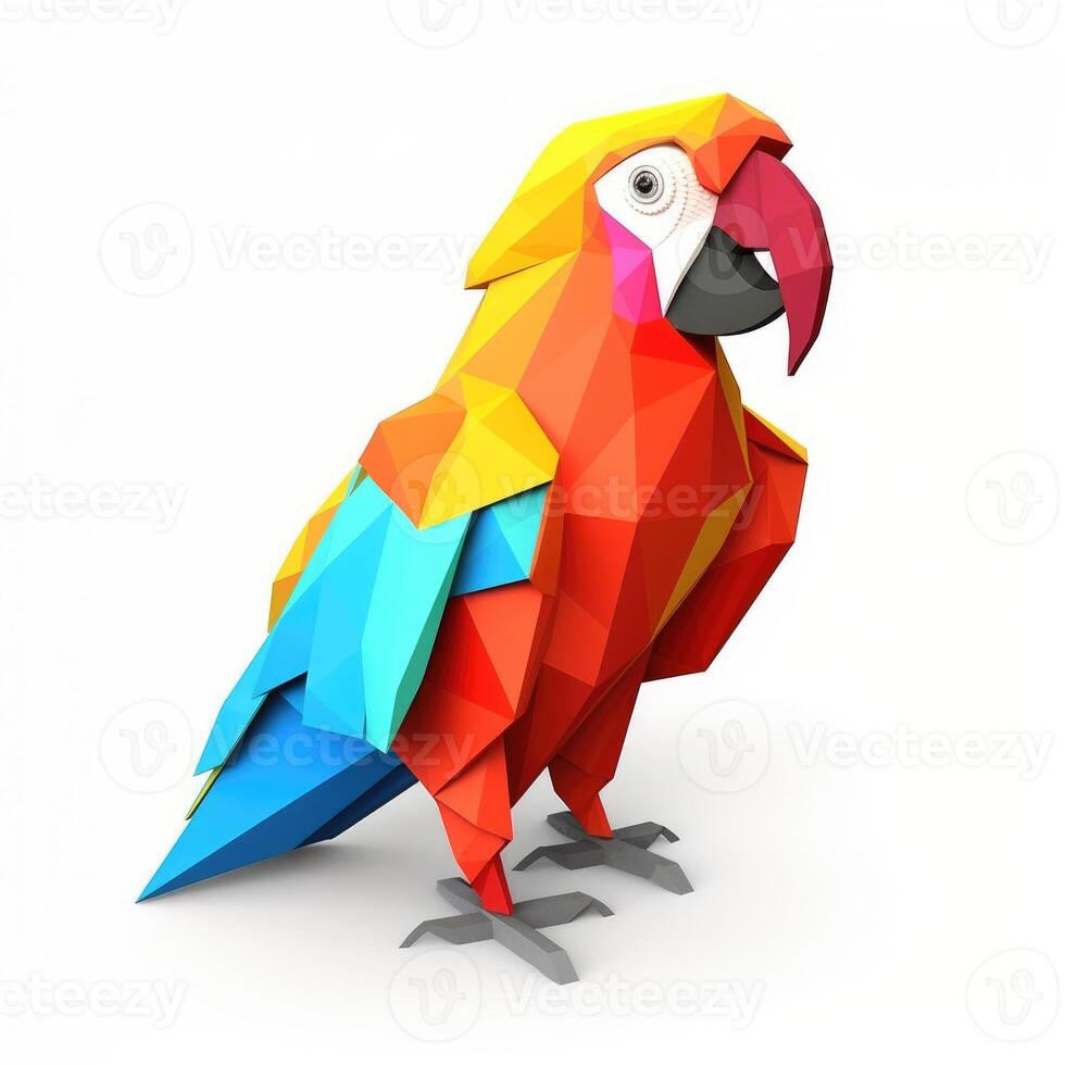 AI generated Colorful Origami parrot, Unique Paper Polygon Artwork, Ideal Pet Concept, Ai Generated photo