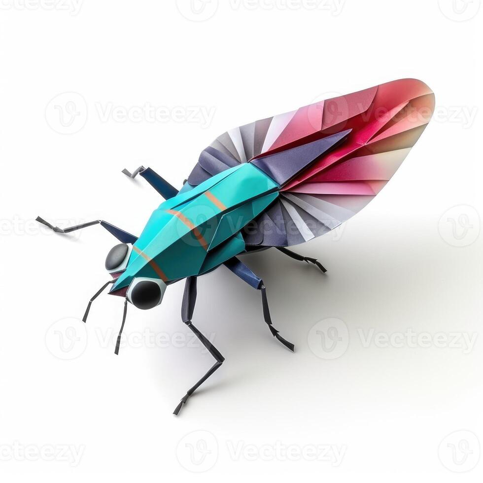 AI generated Colorful Origami fly, Unique Paper Polygon Artwork, Ideal Pet Concept, Ai Generated photo